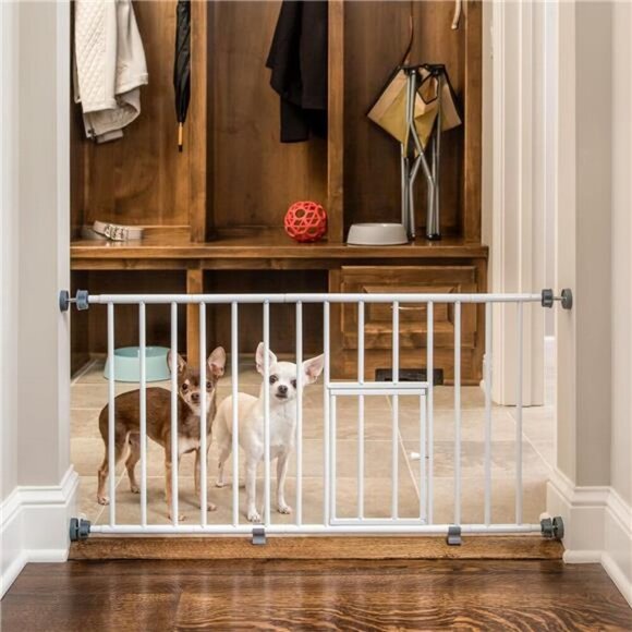 Pet Products MINI Expandable Extra Wide Pet Gate with Small Pet Door - Picture 2 of 4